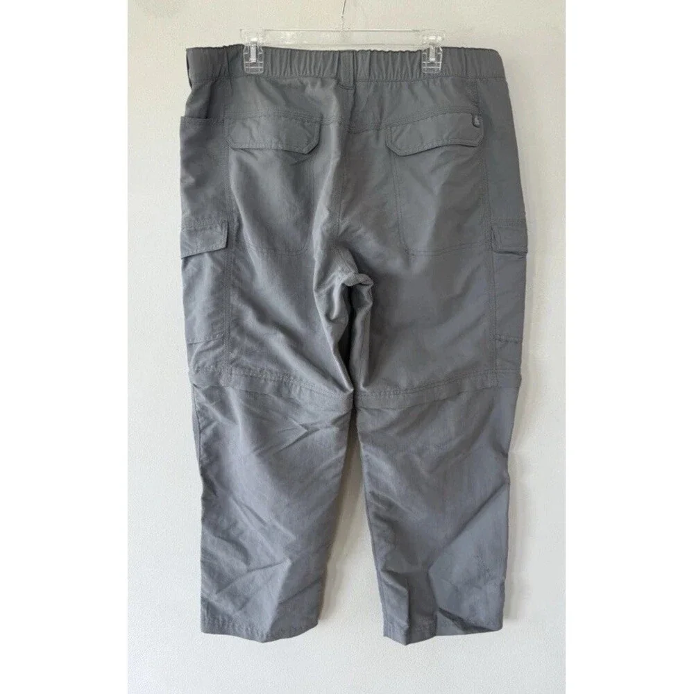 The North Face Men’s Gray Solid Cargo Pants XL  Zip Off Shorts Pockets Hiking